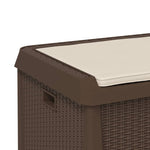 ZNTS Garden Storage Box with Seat Cushion Brown 125 L PP 364212