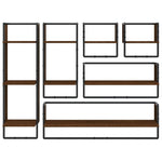 ZNTS 6 Piece Wall Shelf Set with Bars Brown Oak Engineered Wood 836317