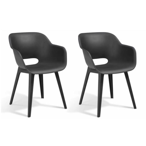 ZNTS Keter Outdoor Chairs Akola 2 pcs Graphite 422804