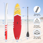 ZNTS Inflatable Paddle Boards Stand Up 10.5'x30 x6 ISUP Surf Control Non-Slip Deck Standing Boat Red 74733306