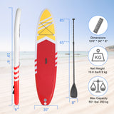 ZNTS Inflatable Paddle Boards Stand Up 10.5'x30 x6 ISUP Surf Control Non-Slip Deck Standing Boat Red 74733306