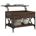 ZNTS Coffee Table Brown Oak 70x50x50 cm Engineered Wood and Metal 845355