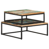 ZNTS Nesting Coffee Tables 2 pcs Solid Reclaimed Wood 320390