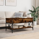 ZNTS Coffee Table Smoked Oak 100x50x50 cm Engineered Wood and Metal 845358