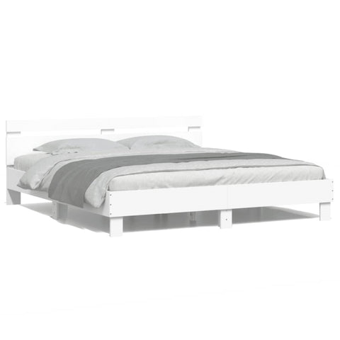 ZNTS Bed Frame with LED without Mattress White 200x200 cm 3207518