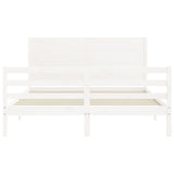 ZNTS Bed Frame without Mattress White 160x200 cm Solid Wood 3194647