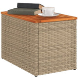 ZNTS Garden Side Tables 2pcs Beige 55x34x37cm Poly Rattan Solid Wood 366069