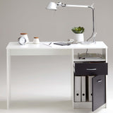 ZNTS FMD Desk with 1 Drawer 123x50x76.5 cm White and Black 428737