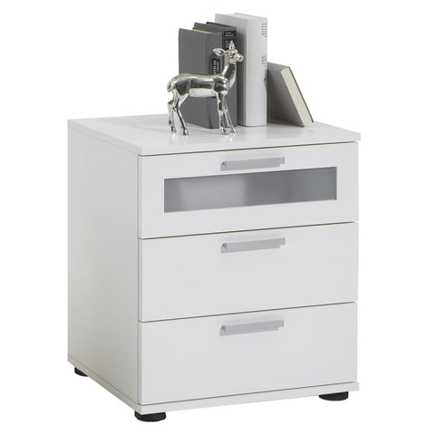 ZNTS FMD Bedside Table with 3 Drawers White 428734