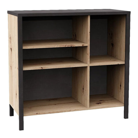 ZNTS FMD Dresser with 5 Open Compartments Artisan Oak Steel Dark 429447