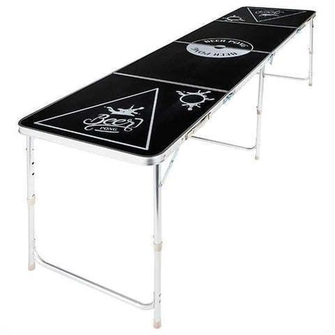 ZNTS HI Beer Pong Folding Table Height Adjustable Black 423930