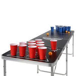 ZNTS HI Beer Pong Folding Table Height Adjustable Black 423930