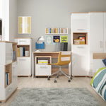 4Kids Tall 2 Door Cabinet in Light Oak and white High Gloss 4051039