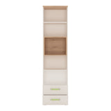 4Kids Tall 2 Drawer Bookcase in Light Oak and white High Gloss 4051141