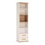 4Kids Tall 2 Drawer Bookcase in Light Oak and white High Gloss 4051144P