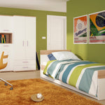 4Kids 2 Door 2 Drawer Wardrobe in Light Oak and white High Gloss 4052040