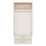 4Kids 2 Door 2 Drawer Wardrobe in Light Oak and white High Gloss 4052041