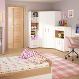 4Kids Corner Wardrobe in Light Oak and white High Gloss 4052139