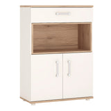 4Kids 2 Door 1 Drawer Cupboard with open shelf in Light Oak and white High Gloss 4053139