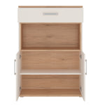4Kids 2 Door 1 Drawer Cupboard with open shelf in Light Oak and white High Gloss 4053139