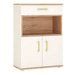 4Kids 2 Door 1 Drawer Cupboard with open shelf in Light Oak and white High Gloss 4053141
