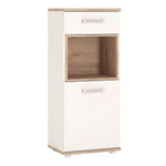4Kids 1 Door 1 Drawer Narrow Cabinet in Light Oak and white High Gloss 4053340