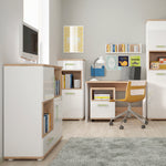 4Kids 1 Door 1 Drawer Narrow Cabinet in Light Oak and white High Gloss 4053341