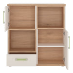 4Kids 2 Door 1 Drawer Cupboard with 2 open shelves in Light Oak and white High Gloss 4053641