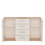 4Kids 2 Door 4 Drawer Sideboard in Light Oak and white High Gloss 4054140