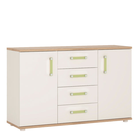4Kids 2 Door 4 Drawer Sideboard in Light Oak and white High Gloss 4054141