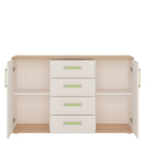 4Kids 2 Door 4 Drawer Sideboard in Light Oak and white High Gloss 4054141