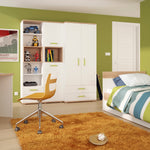 4Kids Single Bed with under Drawer in Light Oak and white High Gloss 4059041