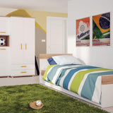 4Kids Single Bed with Underbed Drawer in Light Oak and white High Gloss 4059044P