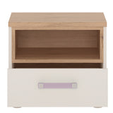 4Kids 1 Drawer bedside Cabinet in Light Oak and white High Gloss 4059540