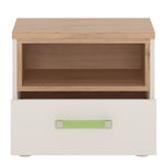 4Kids 1 Drawer bedside Cabinet in Light Oak and white High Gloss 4059541