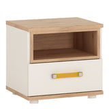 4Kids 1 Drawer bedside Cabinet in Light Oak and white High Gloss 4059544P