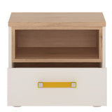 4Kids 1 Drawer bedside Cabinet in Light Oak and white High Gloss 4059544P
