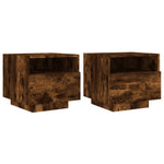 ZNTS Bedside Cabinets with LED Lights 2 pcs Smoked Oak 40x39x37 cm 836807