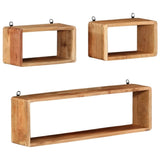 ZNTS 3 Piece Wall Cube Shelf Set Soild Acacia Wood 328262