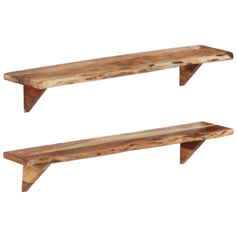 ZNTS Wall Shelves 2 pcs 110x20x18 cm Solid Wood Acacia 337824