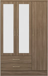 ZNTS Nevada 3 Door 2 Drawer Mirrored Wardrobe 100-101-116