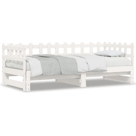 ZNTS Pull-out Day Bed without Mattress White 2x cm Solid Wood 840389