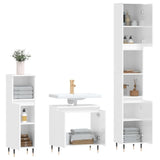 ZNTS 3 Piece Bathroom Cabinet Set High Gloss White Engineered Wood 3187783