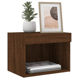 ZNTS Bedside Cabinets with LED Lights Wall-mounted 2 pcs Brown Oak 837126