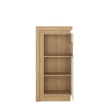 Lyon Narrow display cabinet 123.6cm high in Riviera Oak/White High Gloss 4261365