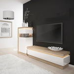 Lyon Narrow display cabinet 123.6cm high in Riviera Oak/White High Gloss 4261365