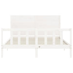 ZNTS Bed Frame without Mattress White King Size Solid Wood Pine 3192757