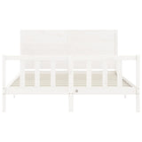 ZNTS Bed Frame without Mattress White King Size Solid Wood Pine 3192757