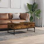 ZNTS Coffee Table Smoked Oak 100x50x40 cm Engineered Wood and Metal 845378