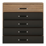 Monaco 5 drawer chest in Oak and Black 4304467
